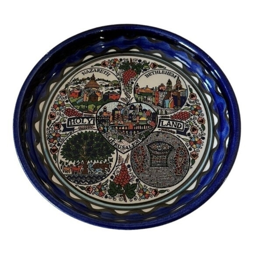 Holy Land Ceramic Serving Bowl 5.2" Hand Painted Israel Jerusalem Bethlehem NWOT - Picture 2 of 3